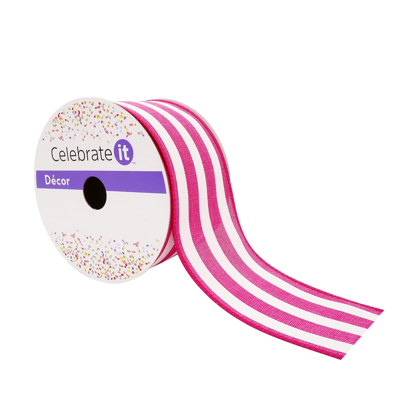 12 Pack: 2.5" x 25ft. Faux Linen Wired Thick Striped Ribbon by Celebrate It™ Décor